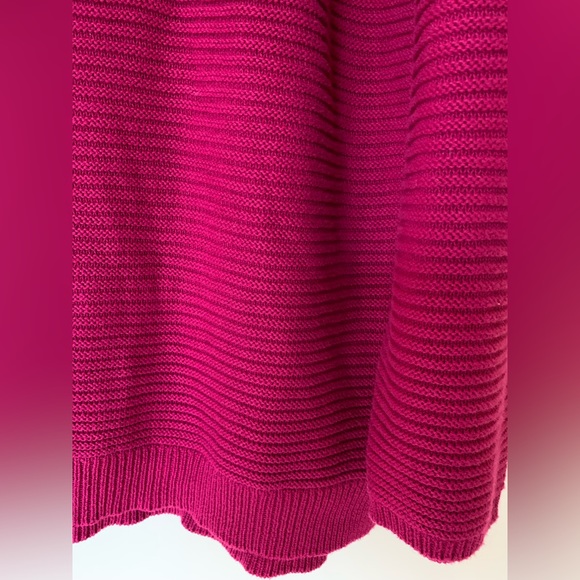 REACTION by Kenneth Cole, turtle neck, long sleeve, crochet sweater, fuchsia. - Picture 4 of 7